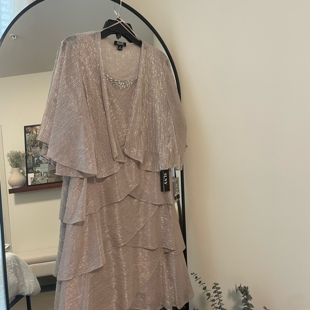 Alex Evenings Shimmering Pink Layered Dress
